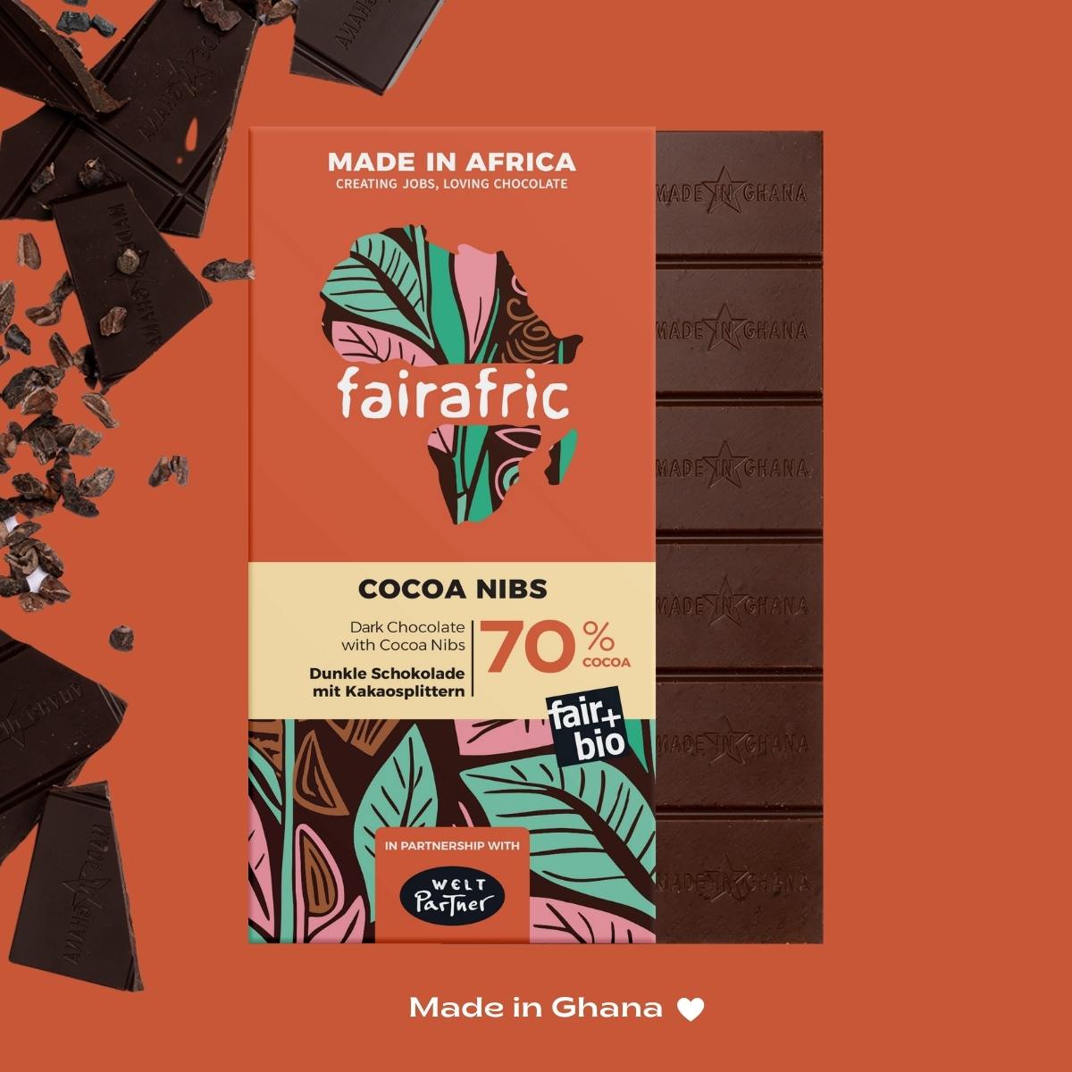 70% Organic Dark Chocolate with Cocoa Nibs I Vegan