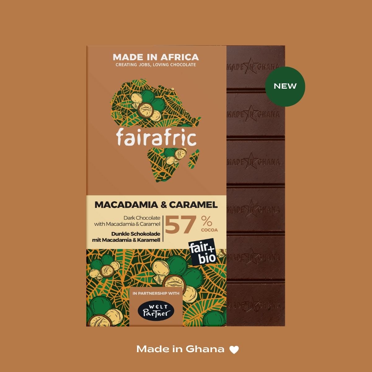57% Macadamia & Caramel | vegan dark chocolate