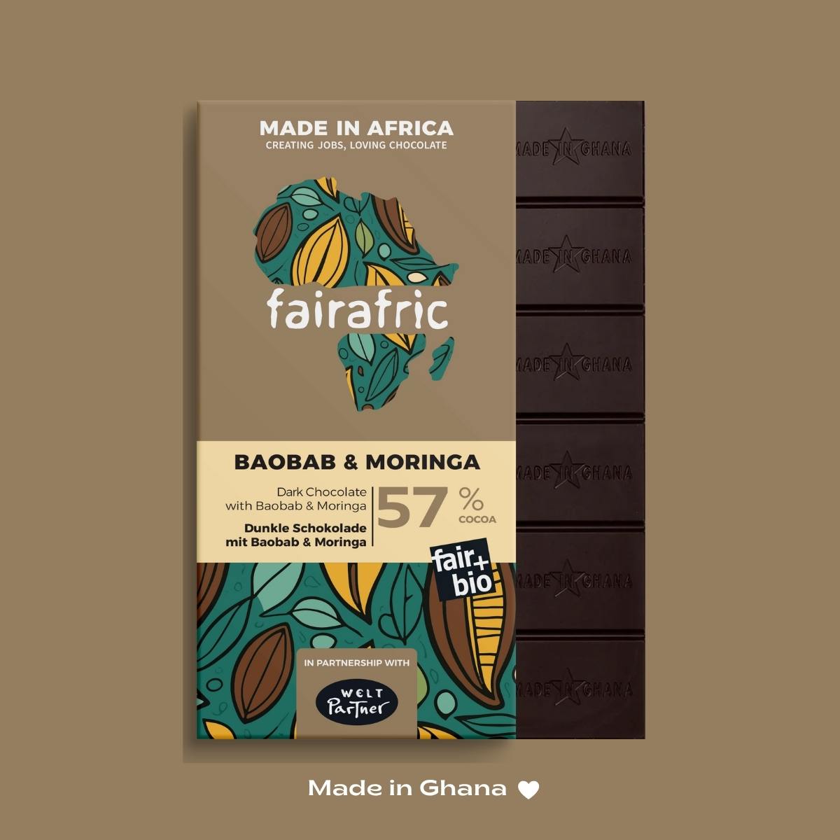 57% Organic Dark Chocolate with Baobab and Moringa I Vegan
