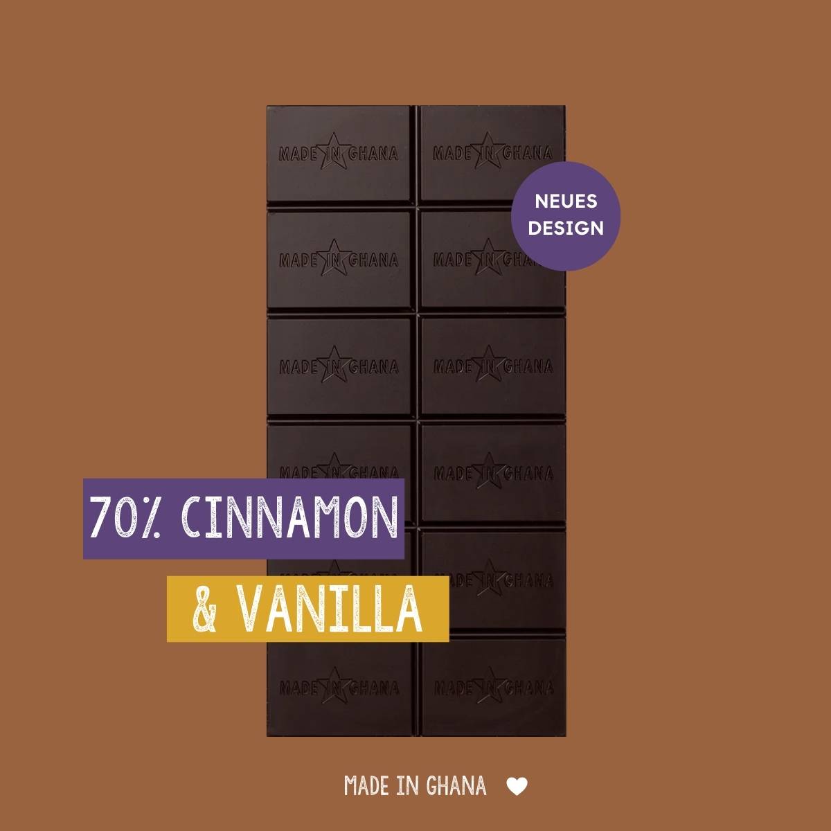 70%  CINNAMON & VANILLA I vegan Zartbitterschokolade