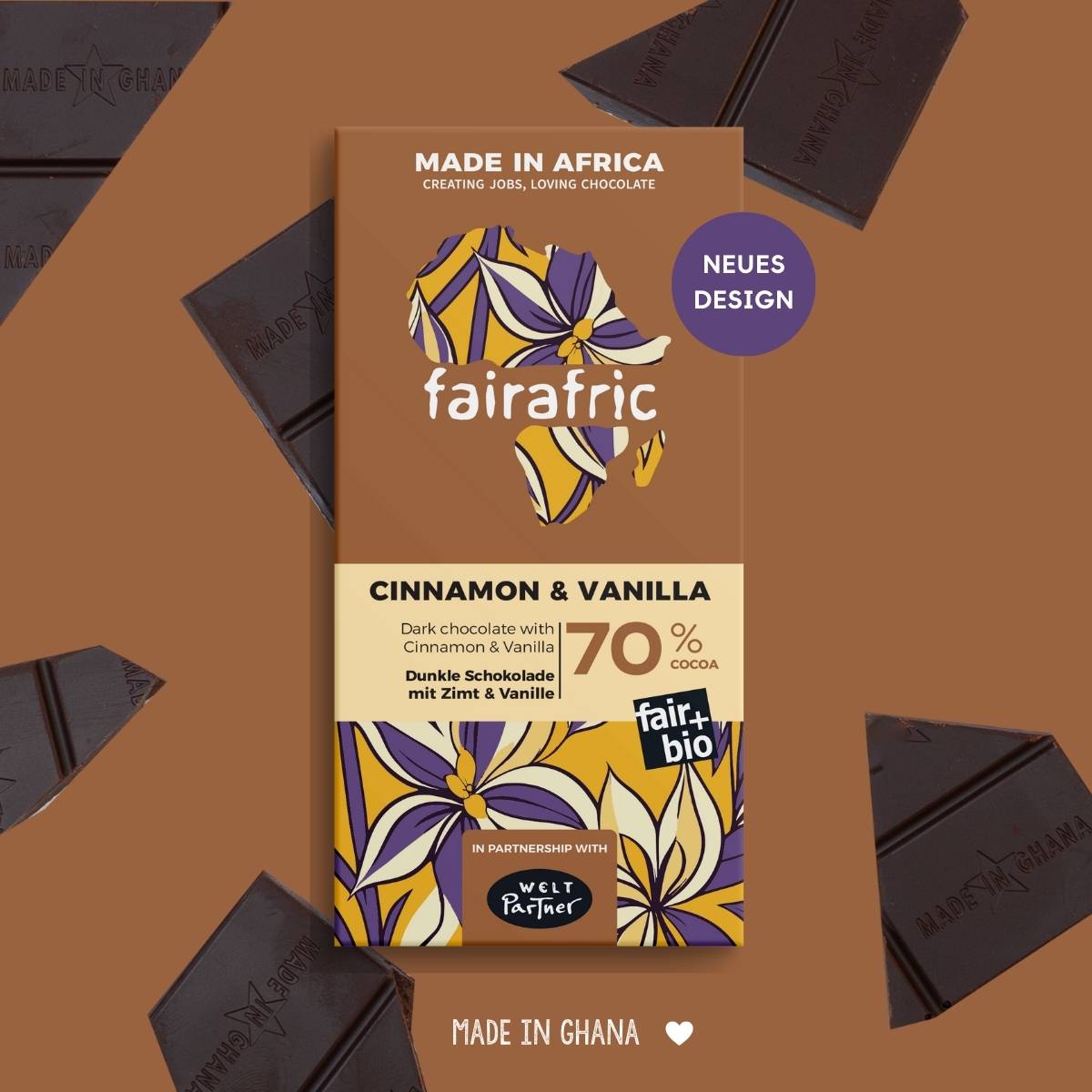 70% Organic Dark Chocolate with Cinnamon & Vanilla I Vegan