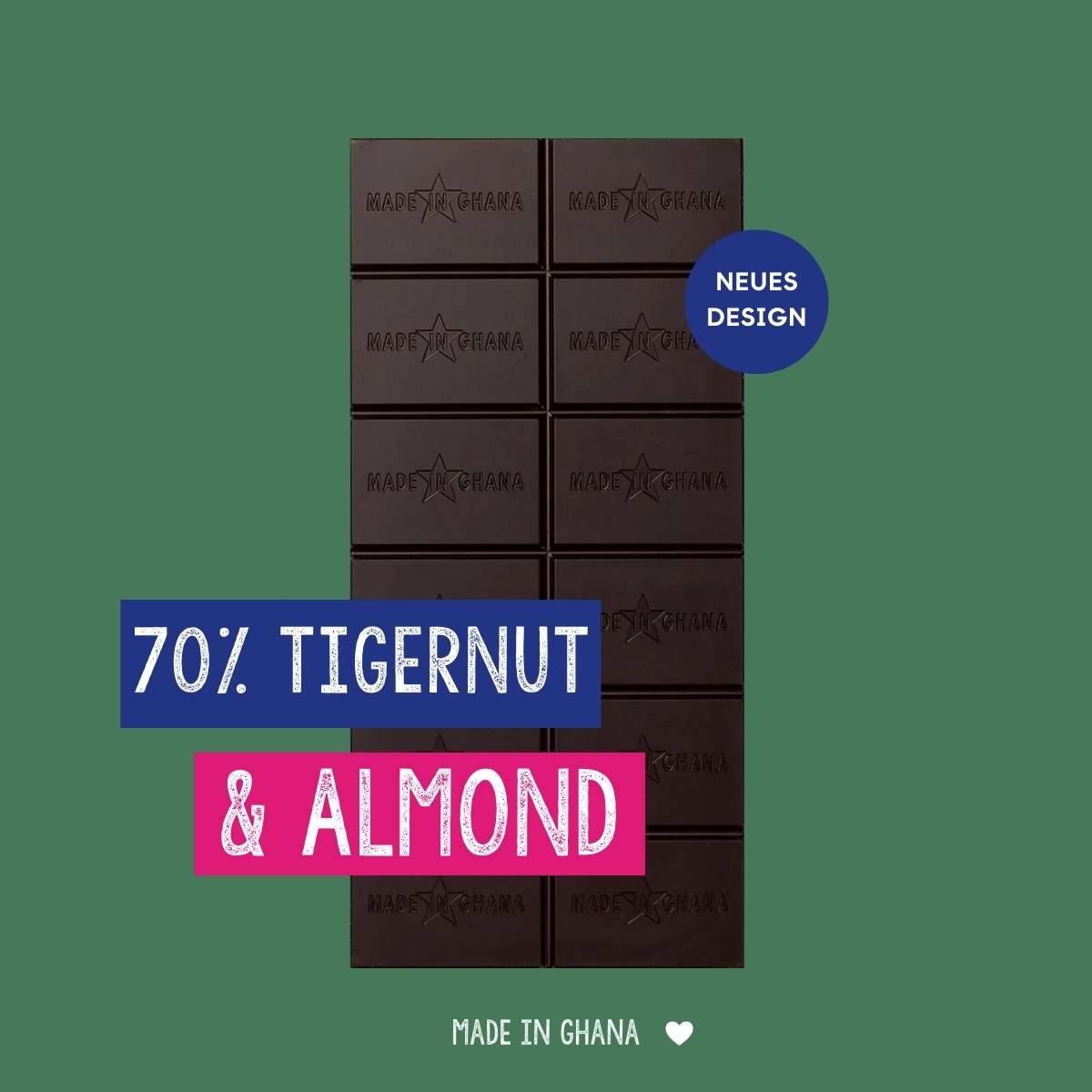 70% Organic Dark Chocolate with Tigernut and Almond I Vegan