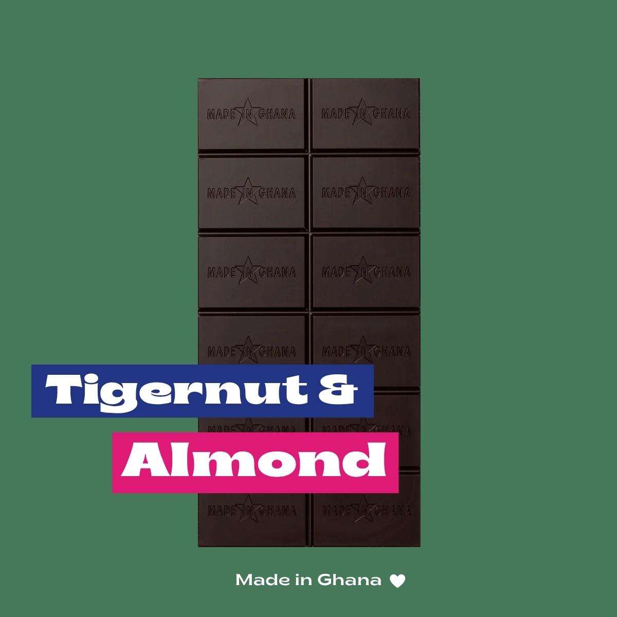 70% Organic Dark Chocolate with Tigernut and Almond I Vegan